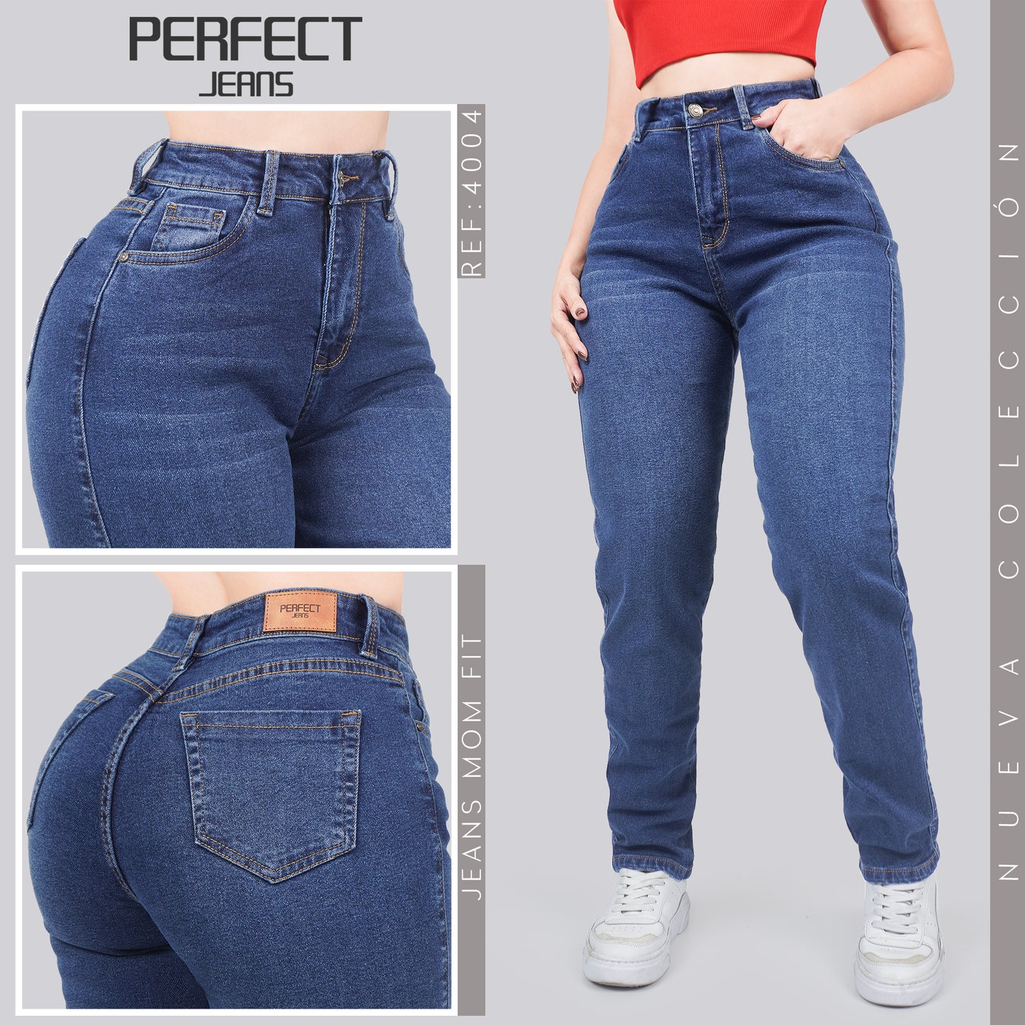 Jeans Mom Fit Tiro Alto 4004