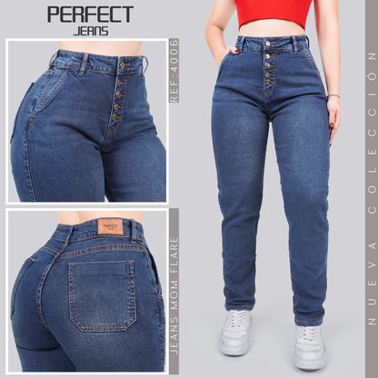 Jeans Mom Fit Tiro Alto 4006