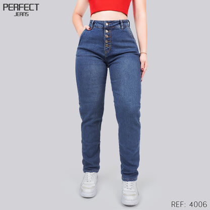 Jeans Mom Fit Tiro Alto 4006