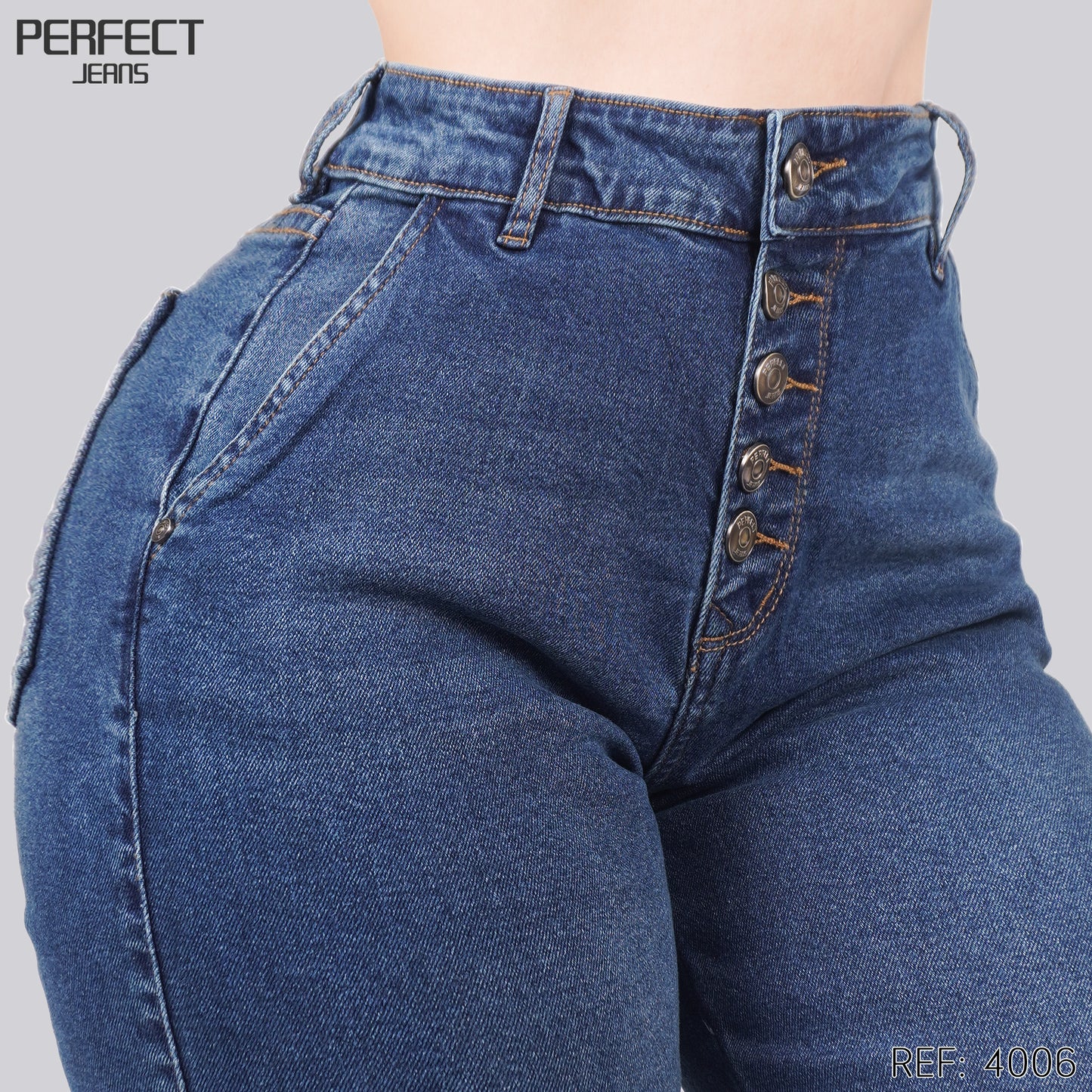 Jeans Mom Fit Tiro Alto 4006