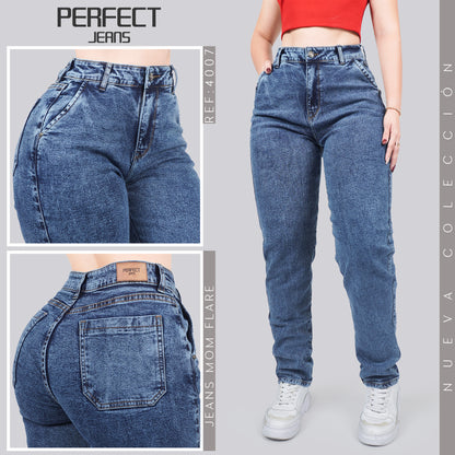 Jeans Mom Fit Tiro Alto 4007