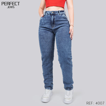 Jeans Mom Fit Tiro Alto 4007