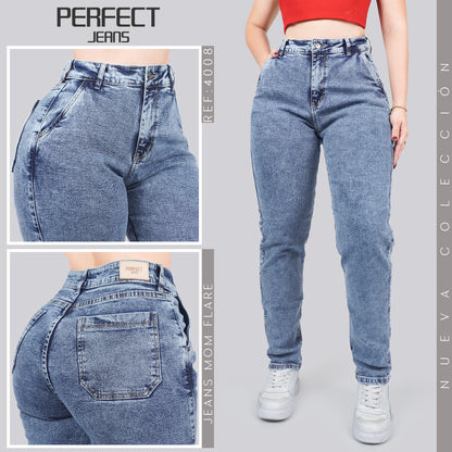 Jeans Mom Fit Tiro Alto 4008