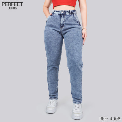 Jeans Mom Fit Tiro Alto 4008