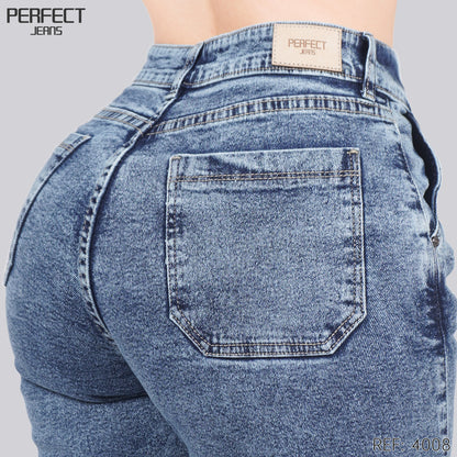 Jeans Mom Fit Tiro Alto 4008