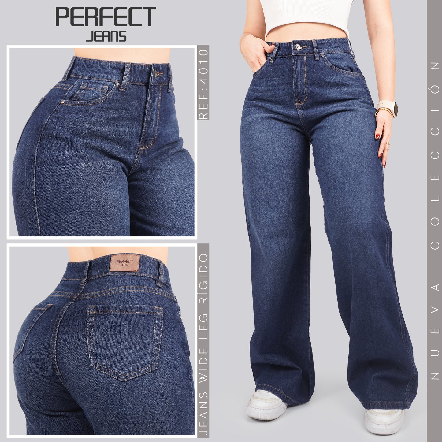 Jeans Wide Leg Rígido Tiro Alto 4010