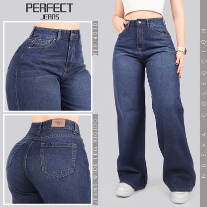 Jeans Wide Leg Rígido Tiro Alto 4010