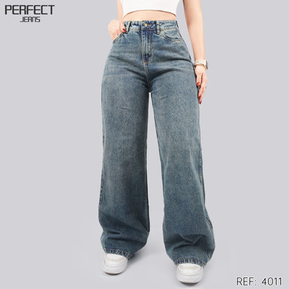 Jeans Wide Leg Rígido Tiro Alto 4011