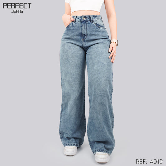 Jeans Wide Leg Rígido Tiro Alto 4012