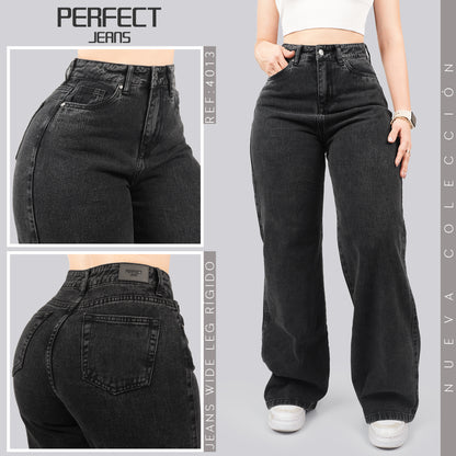 Jeans Wide Leg Rígido Tiro Alto 4013